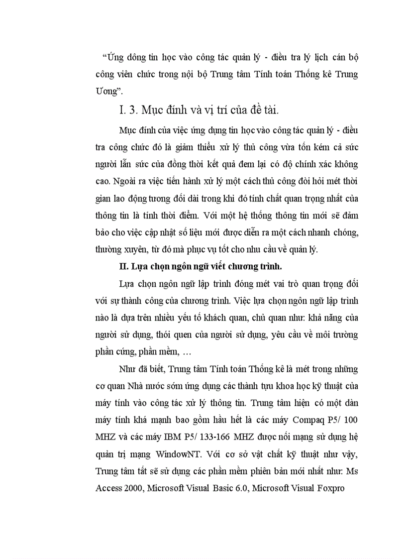 image for page Ứng dụng tin học trong công tác quản lý, điều tra lý lịch cán bộ công viên chức tại Trung tâm Tính toán Thống kê Trung Ương
