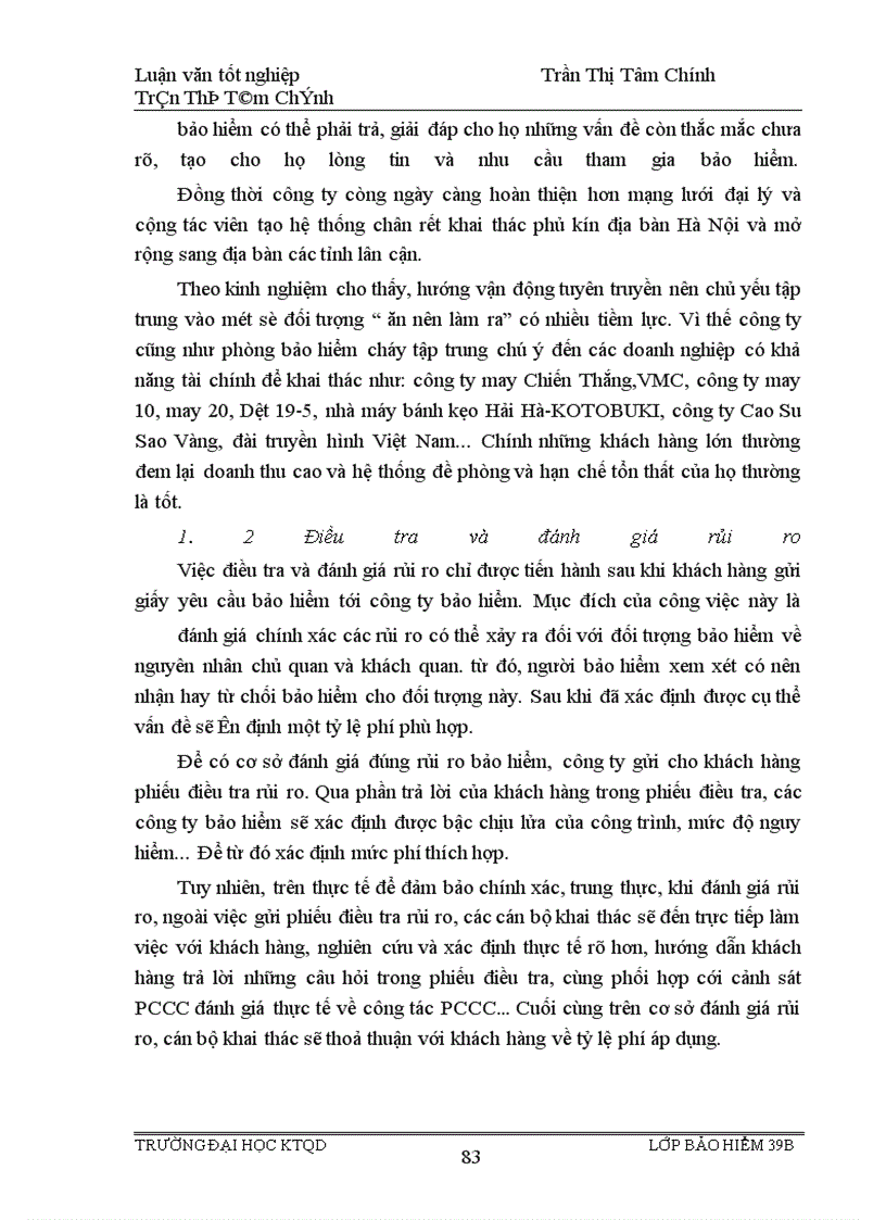 image for page Tình hình triển khai nghiệp vụ bảo hiểm cháy và gián đoạn kinh doanh sau cháy ở công ty bảo hiểm Hà Nội giai đoạn 1996 - 2000