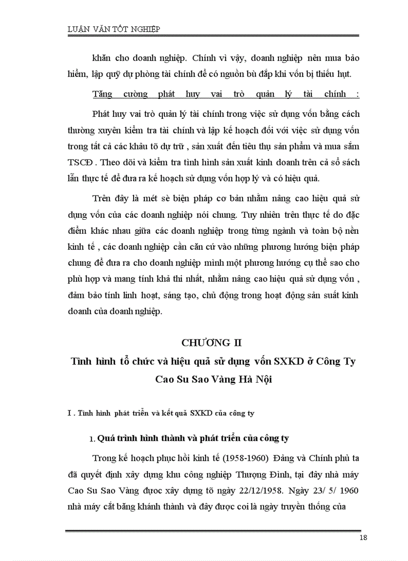 image for page Phân tích tình hình quản lý, sử dụng vốn SXKD và một số giải pháp nhằm nâng cao hiệu quả sử dụng vốn ở công ty Cao Su Sao Vàng Hà Nội