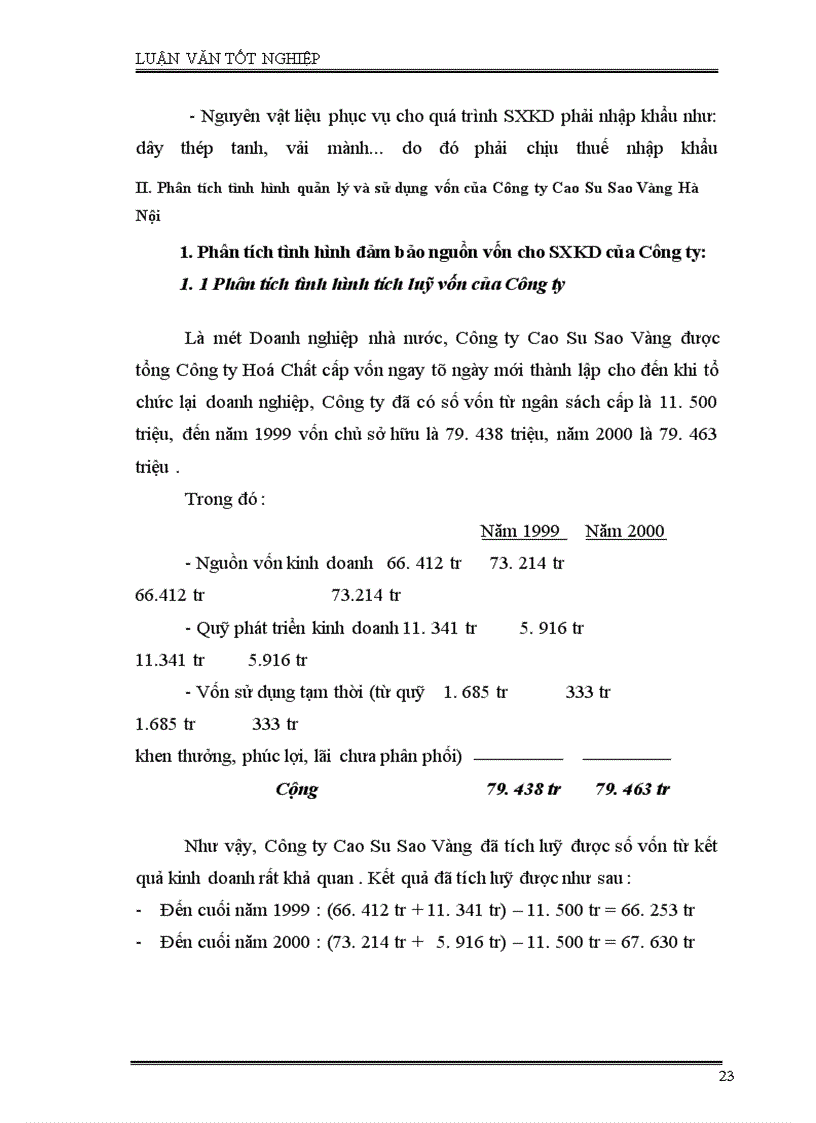 image for page Phân tích tình hình quản lý, sử dụng vốn SXKD và một số giải pháp nhằm nâng cao hiệu quả sử dụng vốn ở công ty Cao Su Sao Vàng Hà Nội