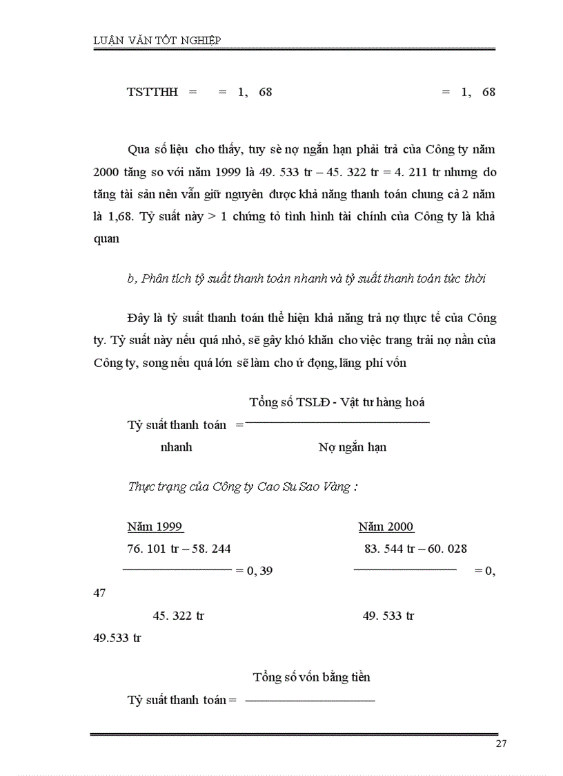 image for page Phân tích tình hình quản lý, sử dụng vốn SXKD và một số giải pháp nhằm nâng cao hiệu quả sử dụng vốn ở công ty Cao Su Sao Vàng Hà Nội