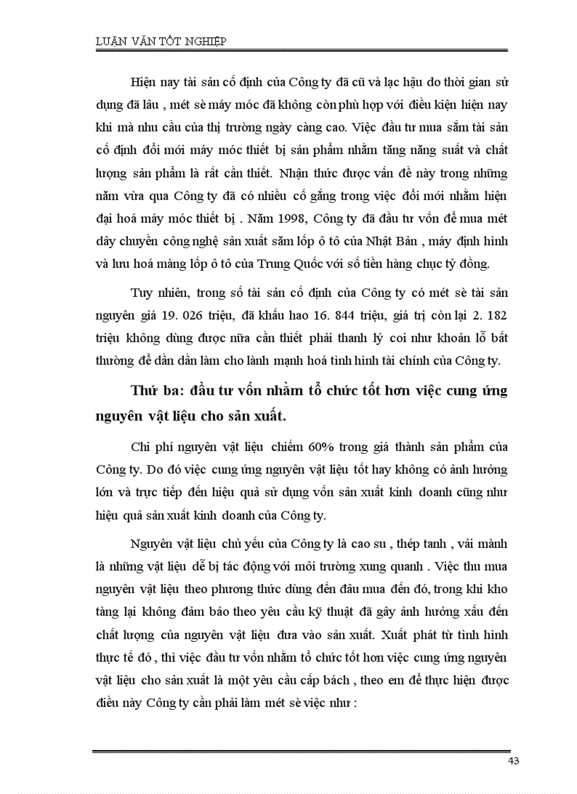 image for page Phân tích tình hình quản lý, sử dụng vốn SXKD và một số giải pháp nhằm nâng cao hiệu quả sử dụng vốn ở công ty Cao Su Sao Vàng Hà Nội