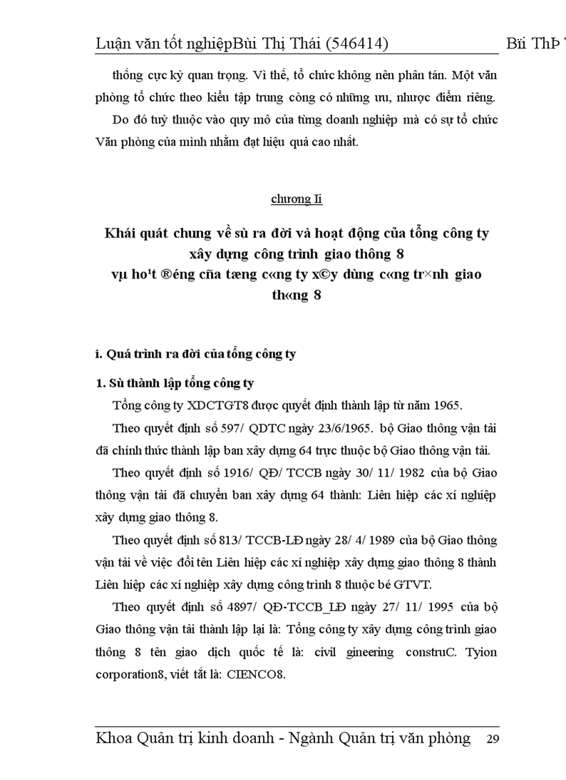 image for page Cải tiến công tác hoạt động Văn phòng theo hướng hiện đại hoá của Văn phòng Tổng Công ty XDCTGT8