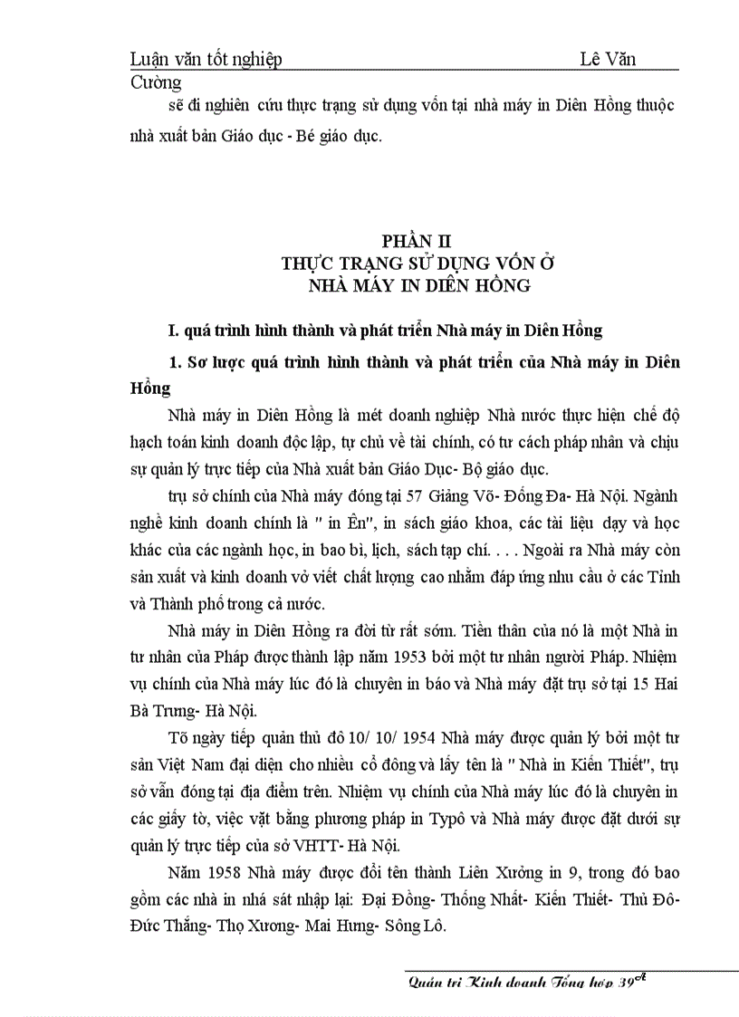 image for page Một số giải pháp nâng cao hiệu qủa sử dụng vốn ở Nhà máy in Diên Hồng - Nhà xuất bản Giáo dục
