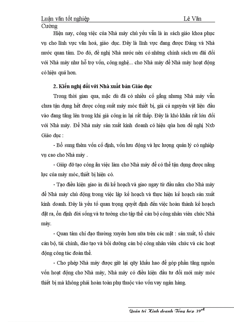 image for page Một số giải pháp nâng cao hiệu qủa sử dụng vốn ở Nhà máy in Diên Hồng - Nhà xuất bản Giáo dục