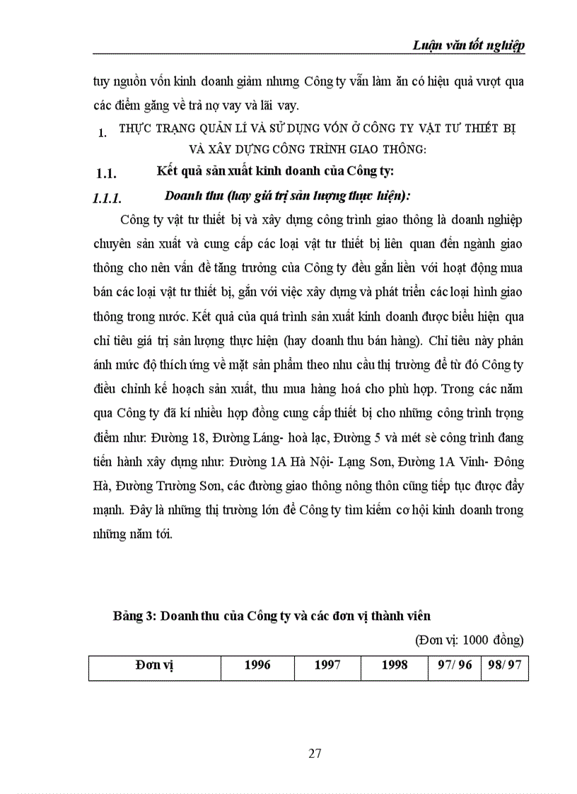 image for page Đáng giá hiệu quả sử dụng vốn ở công ty vật tư thiết bị và xây dựng công trình giao thông trong thời gian từ 1996 - 1998