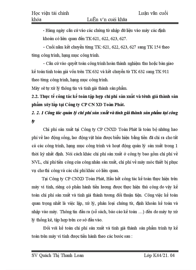 image for page Tổ chức kế toán tập hợp chi phí sản xuất và tính giá thành sản phẩm xây lắp tại Công ty cổ phần xây dựng công nghiệp Toàn Phát