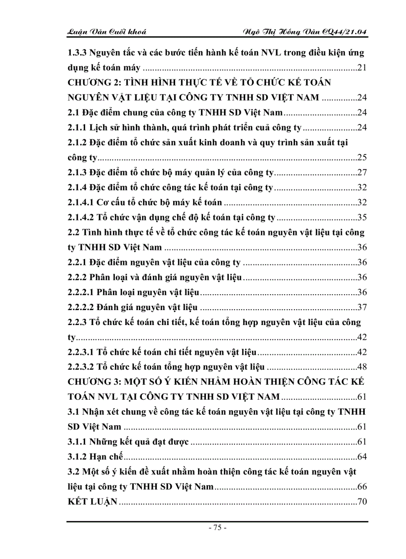 image for page Tổ chức kế toán nguyên vật liệu tại Công ty TNHH SD Việt Nam