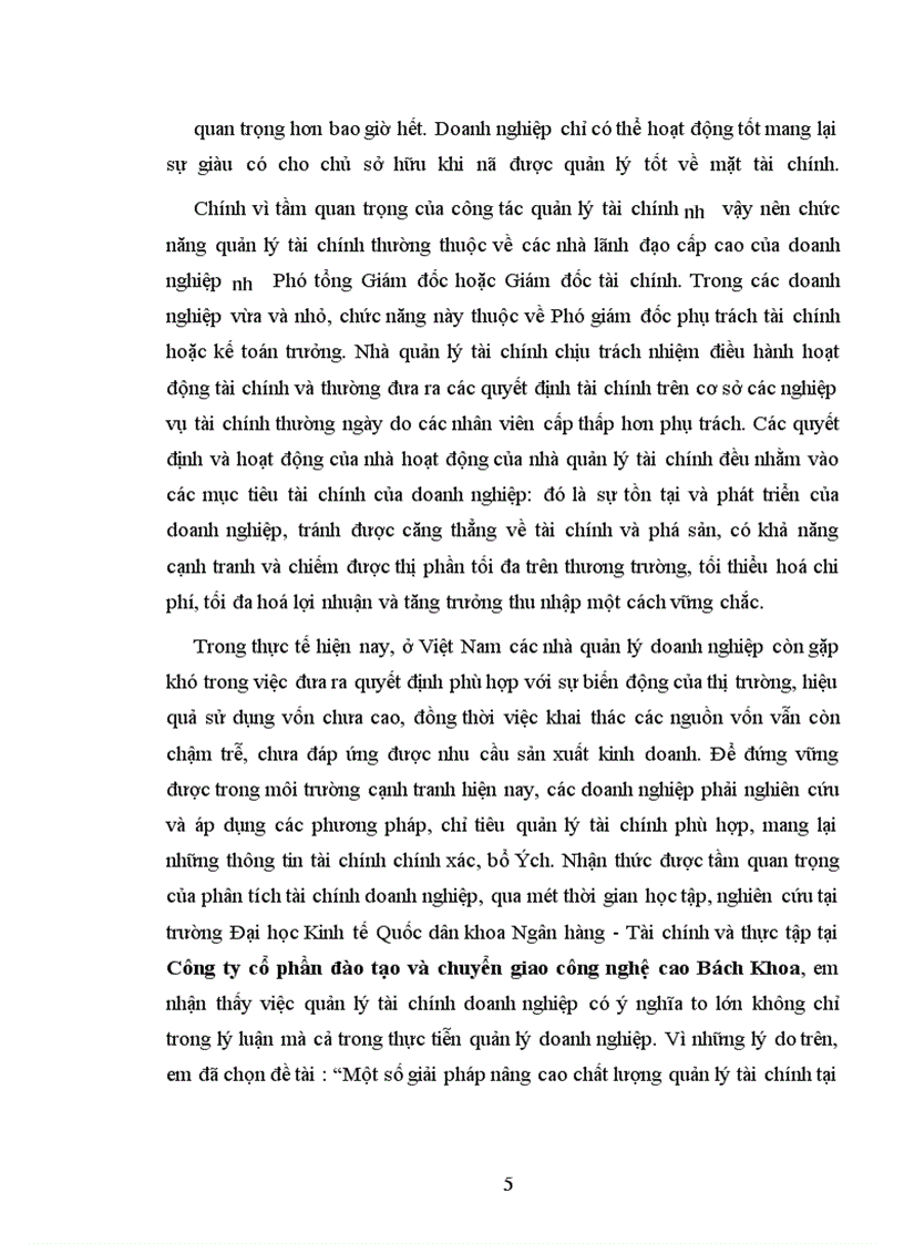image for page Một số giải pháp nâng cao chất lượng quản lý tài chính tại công ty cổ phần đào tạo và chuyển giao công nghệ cao bách khoa