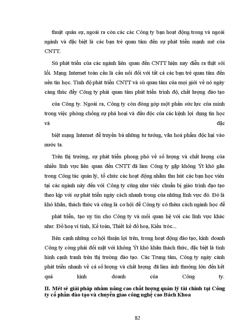 image for page Một số giải pháp nâng cao chất lượng quản lý tài chính tại công ty cổ phần đào tạo và chuyển giao công nghệ cao bách khoa