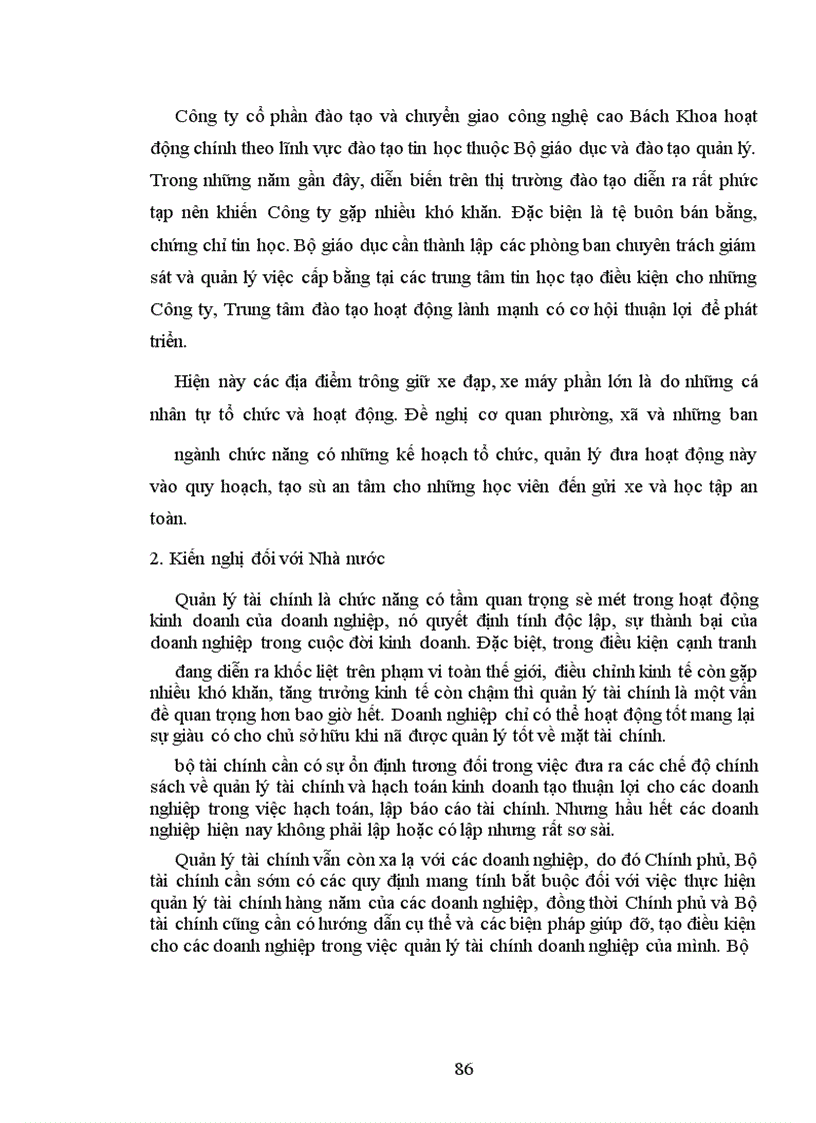 image for page Một số giải pháp nâng cao chất lượng quản lý tài chính tại công ty cổ phần đào tạo và chuyển giao công nghệ cao bách khoa