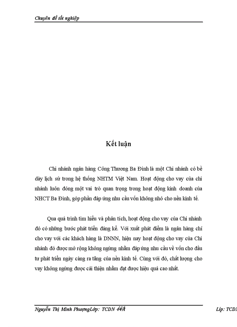 image for page Nâng cao hiệu quả cho vay tại Chi nhánh Ngân hàng Công Thương Ba Đình