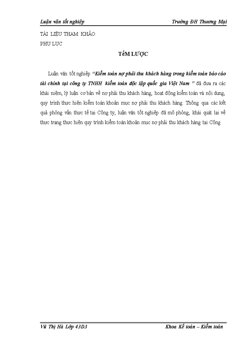 image for page Kiểm toỏn nợ phải thu khỏch hàng trong kiểm toỏn bỏo cỏo tài chớnh tại cụng ty TNHH kiểm toỏn độc lập quốc gia Việt Nam