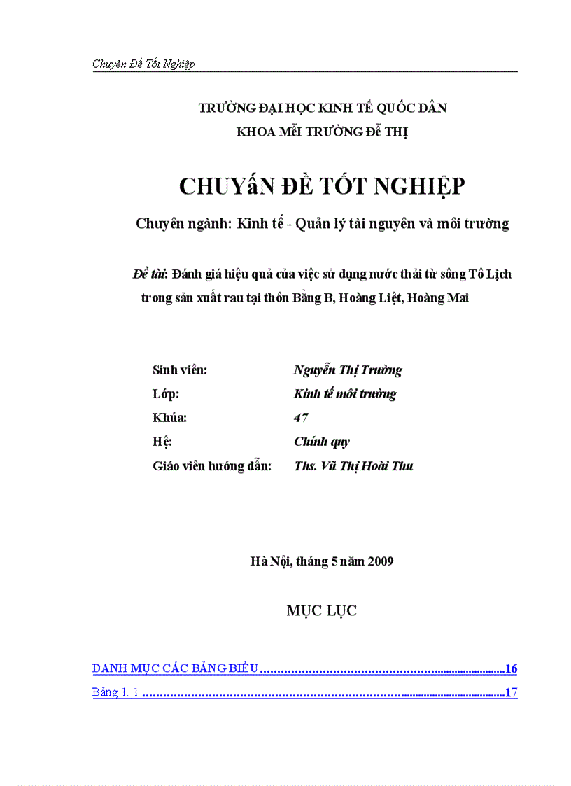 image for page Đánh giá hiệu quả của việc dử sụng nước thải trong sản xuất rau tại thôn Bằng B, Hoàng Liệt, Hoàng Mai