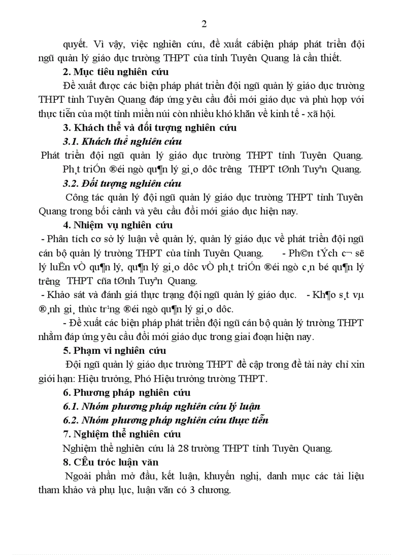 Các biện pháp phát triển đội ngũ cán bộ quản lý trường trung học phổ thông tỉnh Tuyên Quang