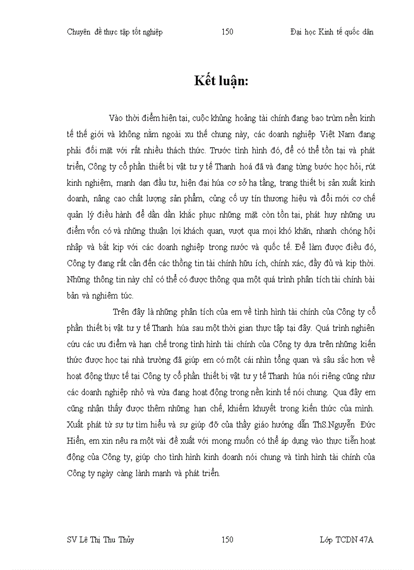 image for page Phân tích tình hình tài chính Công ty cổ phần thiết bị vật tư y tế Thanh hóa