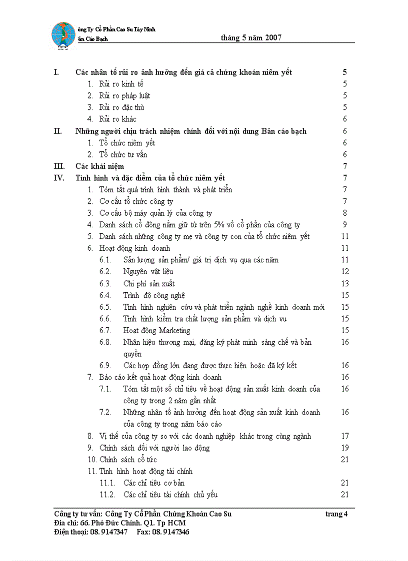 image for page Bản cáo bạch Công ty Cổ Phần Cao Su Tây Ninh