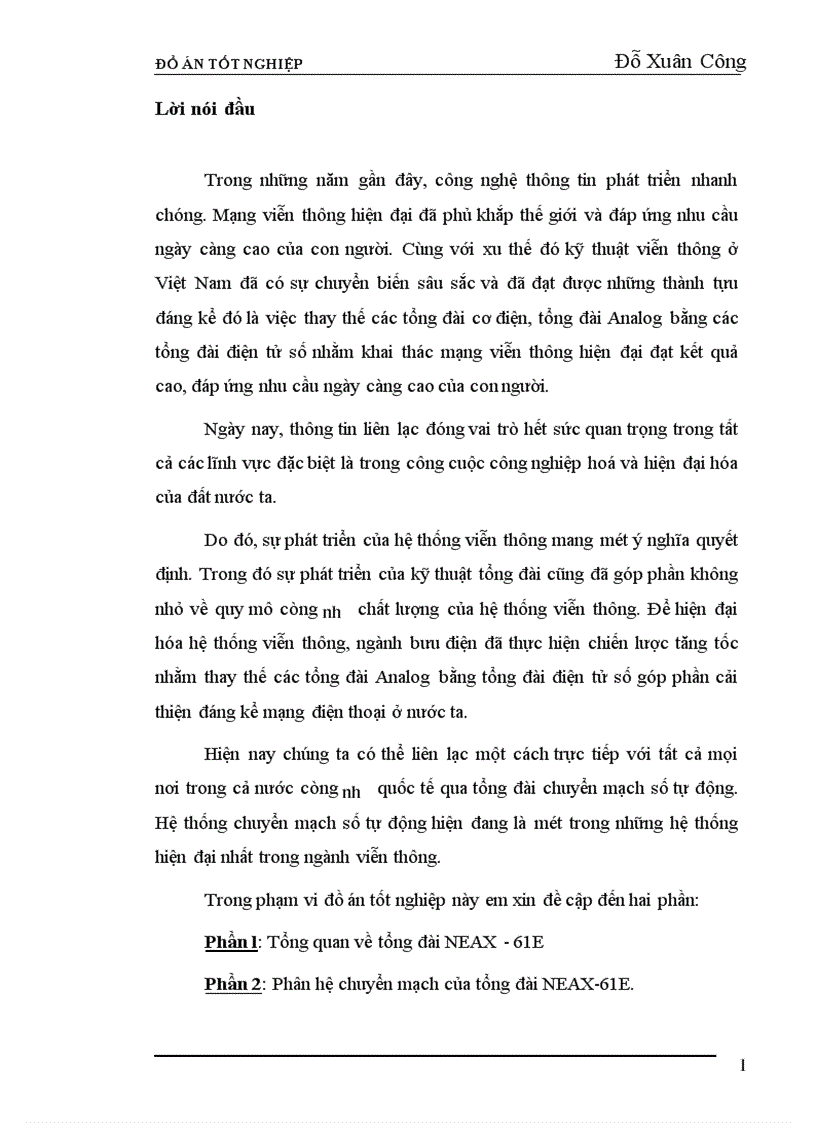 image for page Phân hệ chuyển mạch của tổng đài NEAX-61E.