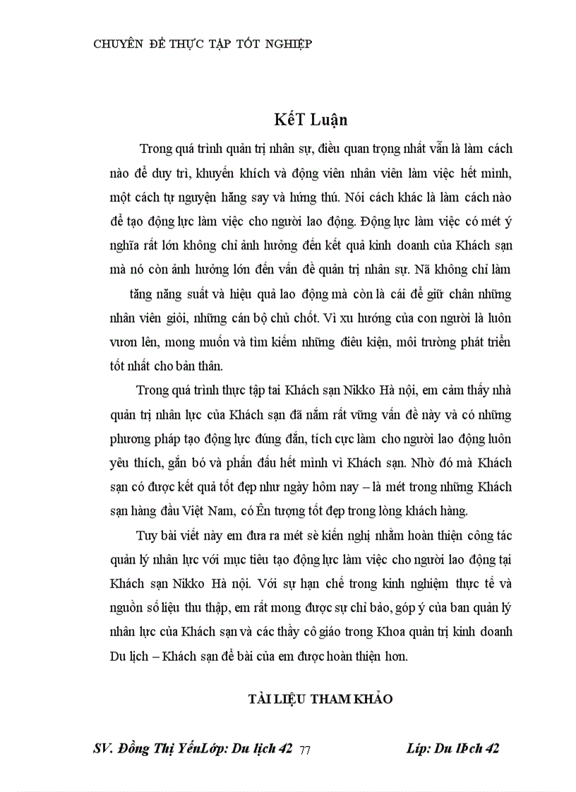 image for page Thực trạng và một số kiến nghị nhằm hoàn thiện công tác quản lý nhân lực với mục tiêu tạo động lực làm việc cho ngưòi lao động tại Khách sạn NIKKO Hà Nội