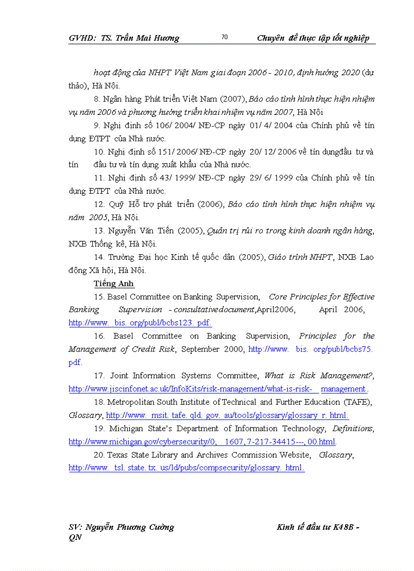 image for page Rủi ro và đánh giá rủi ro trong thẩm định dự án vay vốn tại NHPT Việt Nam