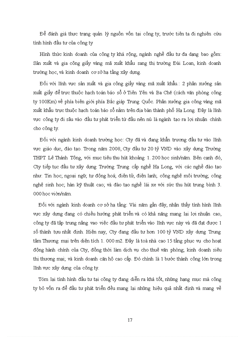 image for page Tình hình đầu tư phát triển của công ty cổ phần sản xuất và thương mại Hạ Long: thực trạng và giải pháp