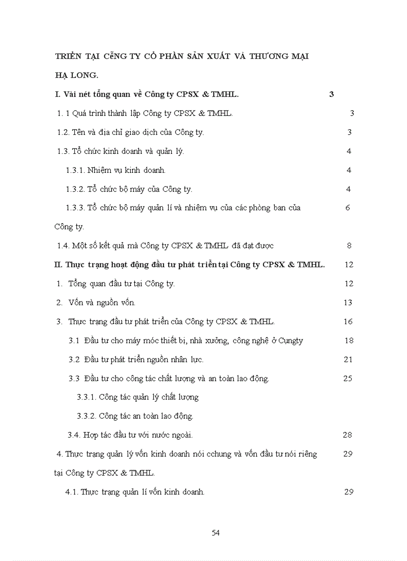 image for page Tình hình đầu tư phát triển của công ty cổ phần sản xuất và thương mại Hạ Long: thực trạng và giải pháp