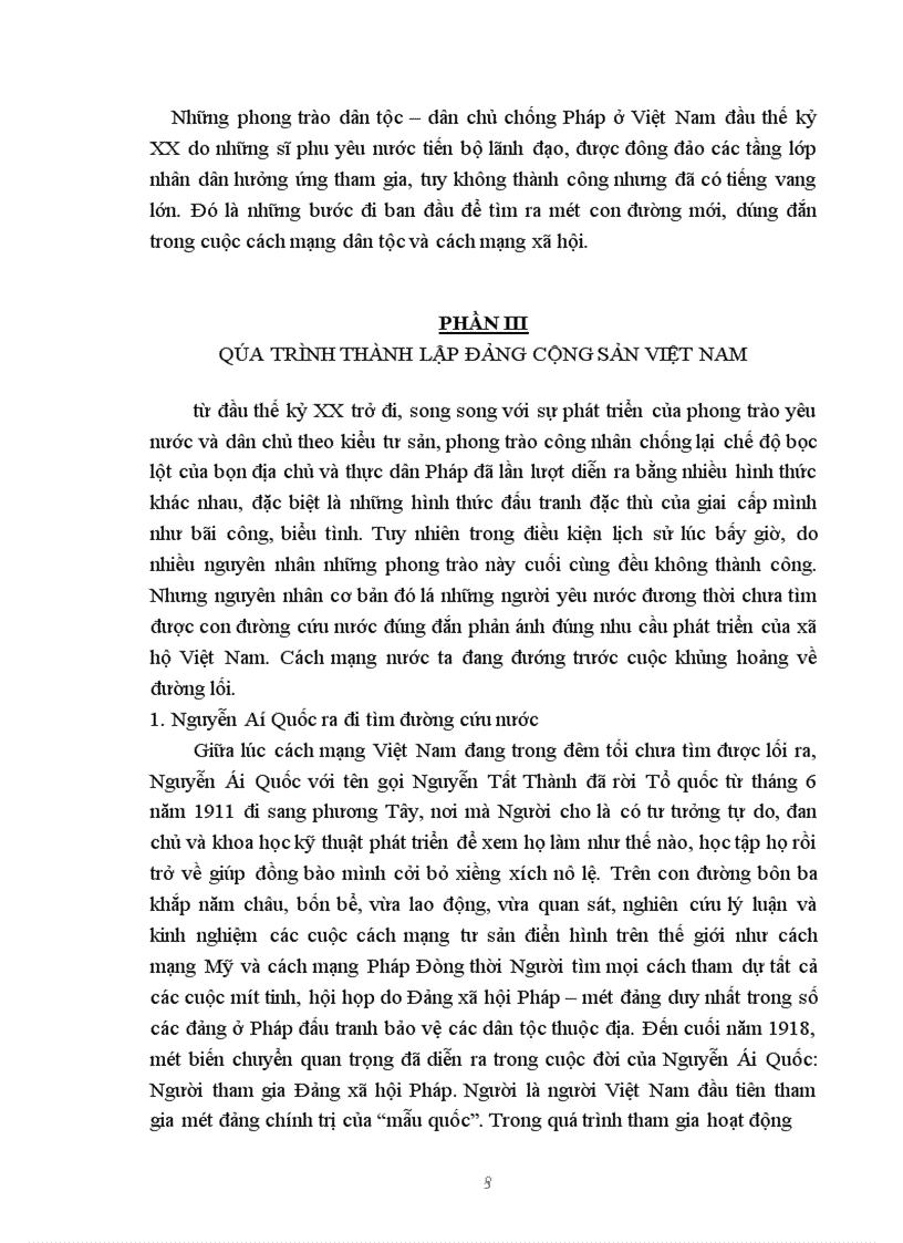 image for page Tiểu luận Lịch sử Đảng: Vai trò của lãnh tụ Nguyễn ái Quốc trong quá trình thành lập Đảng cộng sản Việt Nam