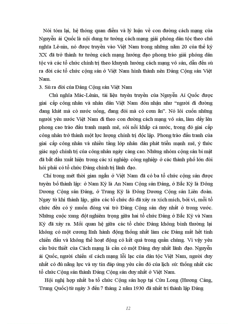 image for page Tiểu luận Lịch sử Đảng: Vai trò của lãnh tụ Nguyễn ái Quốc trong quá trình thành lập Đảng cộng sản Việt Nam