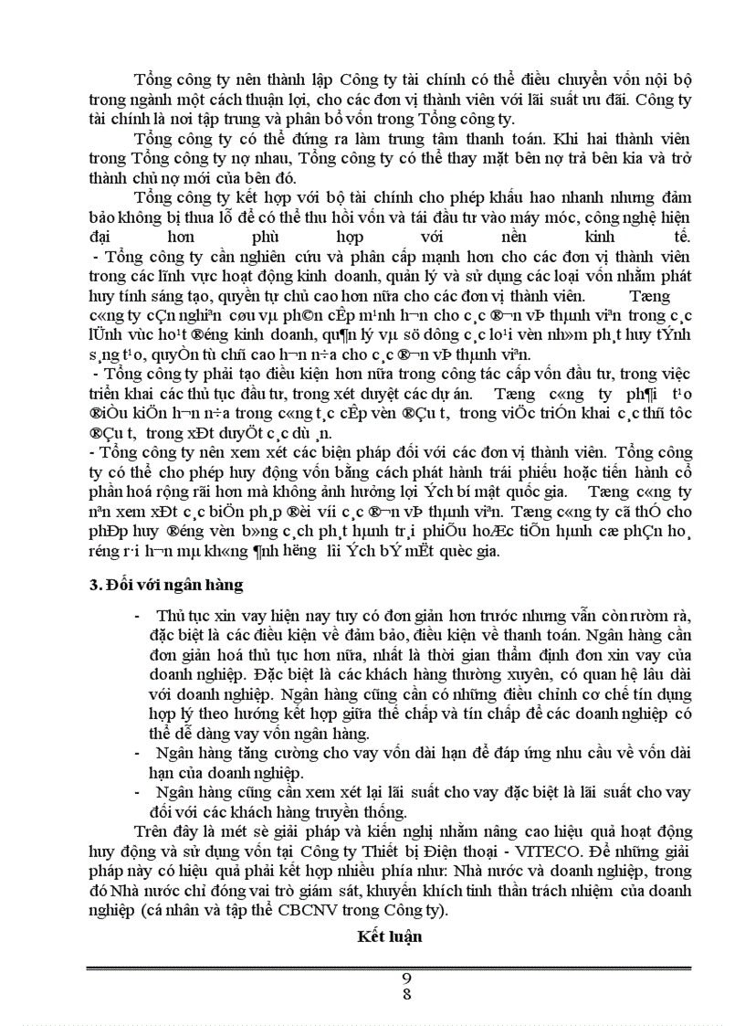 image for page Một số giải pháp nhằm nâng cao hiệu quả hoạt động huy động và sử dụng vốn tại Công ty Thiết bị Điện thoại - VITECO