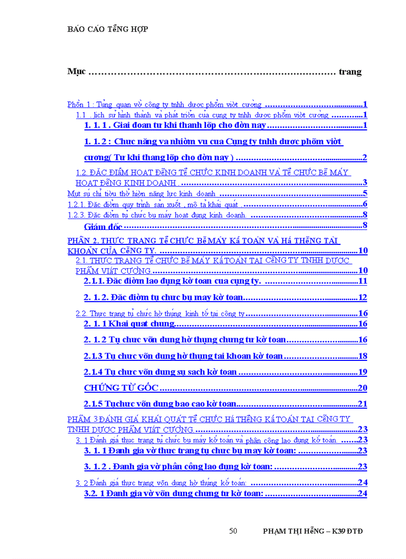 image for page Báo cáo tổng hợp tại công ty TNHH dược phẩm Việt Cường