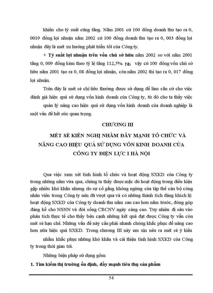 image for page Vốn kinh doanh và những biện pháp nâng cao hiệu quả sử dụng vốn kinh doanh ở Công ty Điện lực I