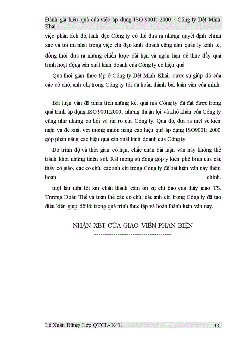 image for page Đánh giá hiệu quả của việc áp dụng ISO 9001:2000 tại Công ty Dệt Minh Khai