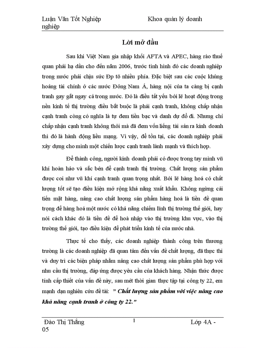 image for page Chất lượng sản phẩm với việc nâng cao khả năng cạnh tranh ở công ty 22.