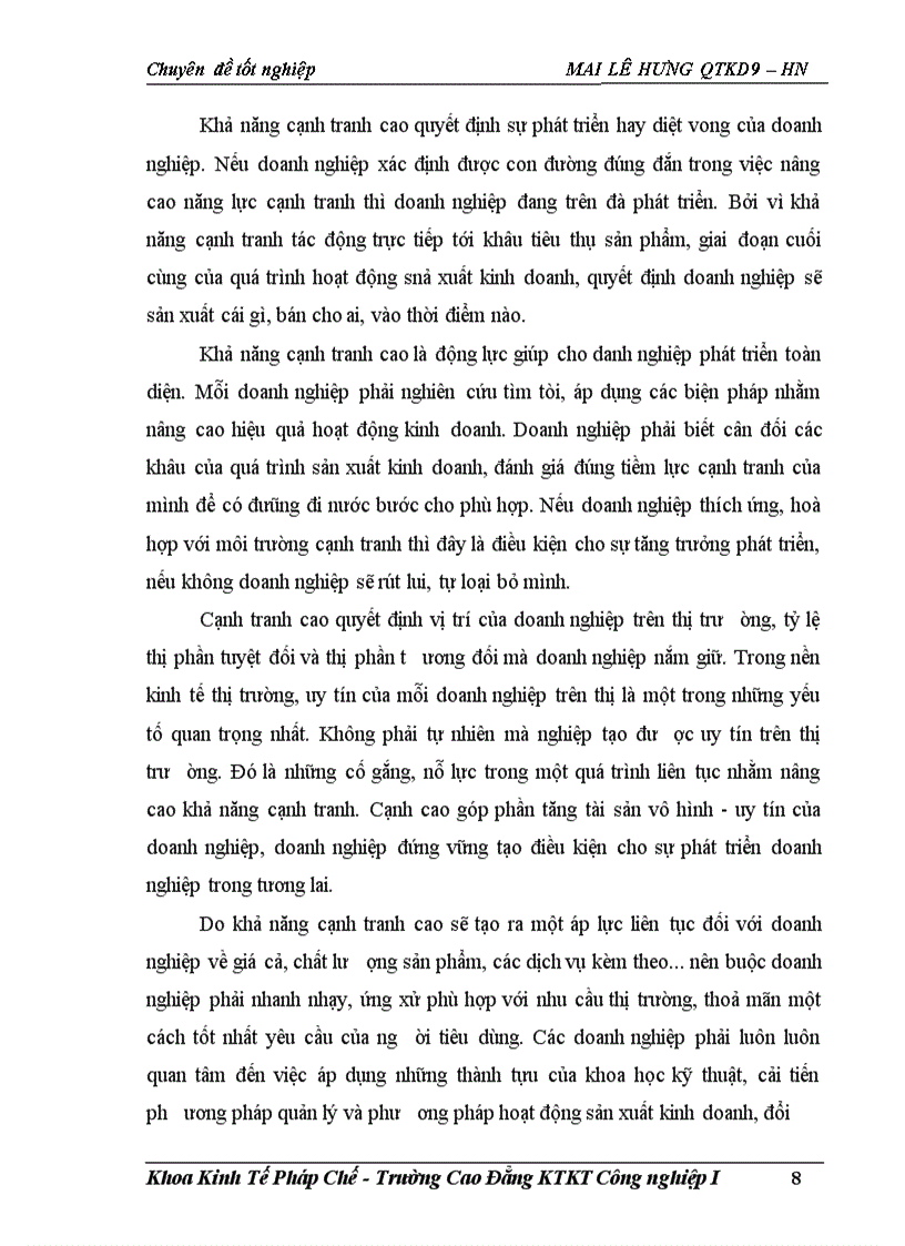 image for page Một số giải pháp nhằm nâng cao khả năng cạnh tranh ở Cụng ty Dệt 8