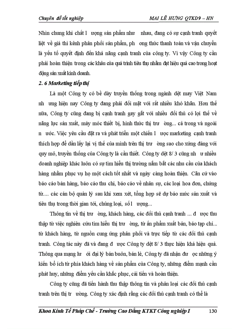 image for page Một số giải pháp nhằm nâng cao khả năng cạnh tranh ở Cụng ty Dệt 8