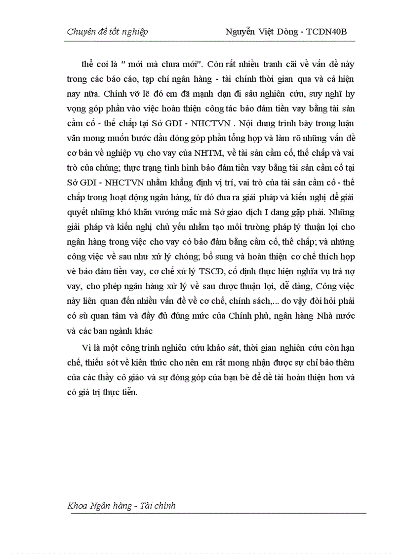 image for page Hoạt động đảm bảo tiền vay bằng tài sản cầm cố, thế chấp của khách hàng vay tại Sở giao dịch I - Ngân hàng Công thương Việt Nam