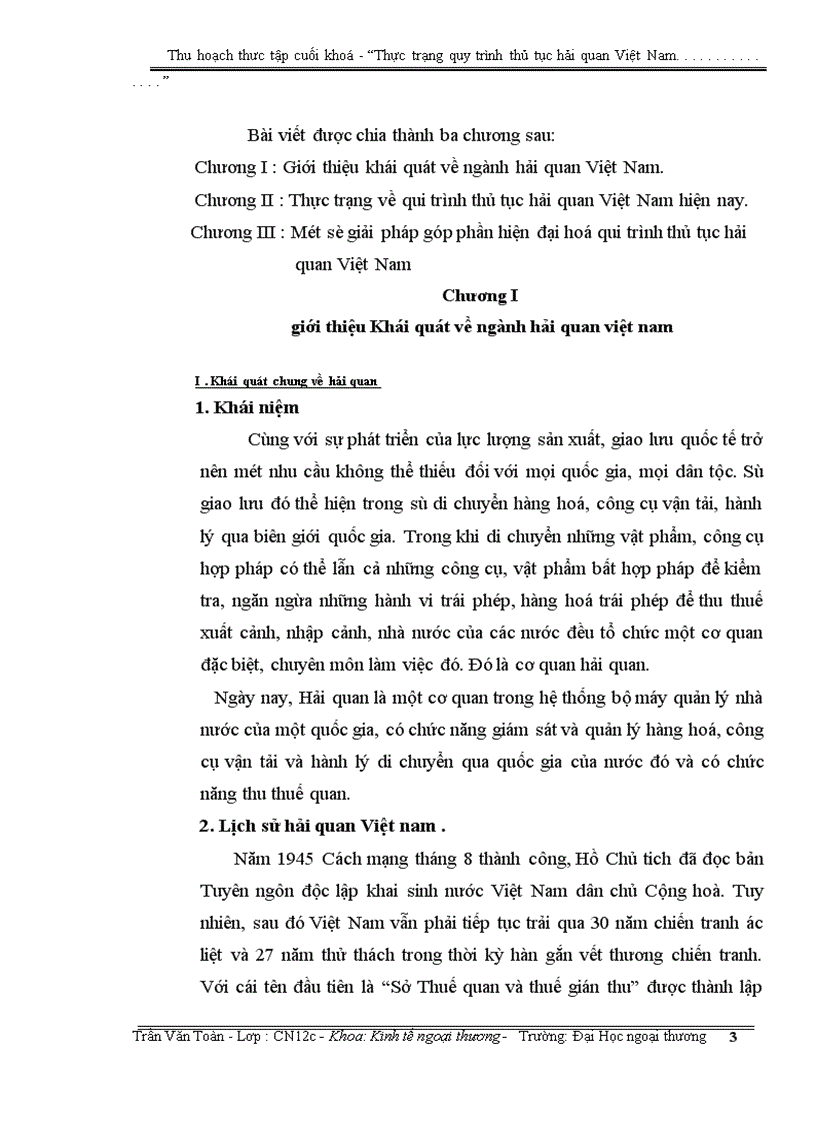 image for page Thực trạng về qui trình thủ tục hải quan Việt Nam trong hoạt động XNK