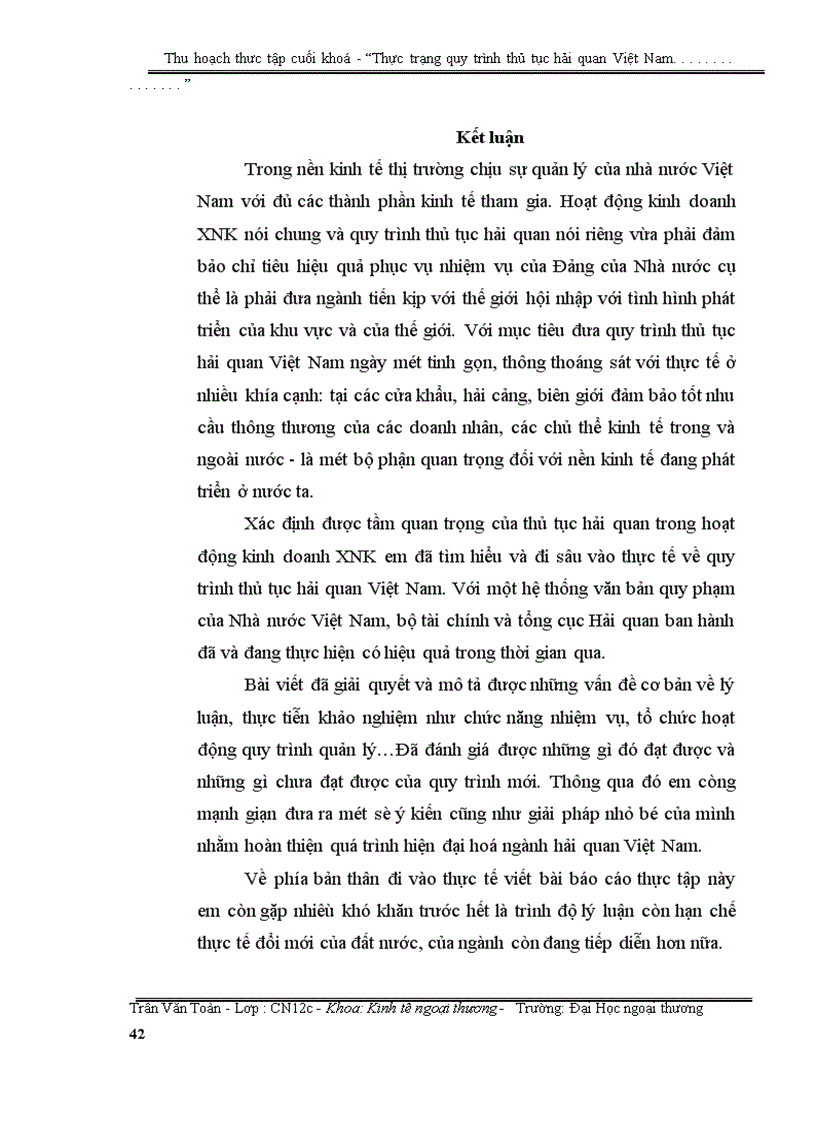 image for page Thực trạng về qui trình thủ tục hải quan Việt Nam trong hoạt động XNK