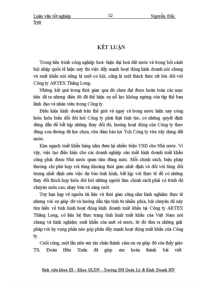 image for page Hoạt động xuất khẩu của Công ty ARTEX Thăng Long – Thực trạng và giải pháp