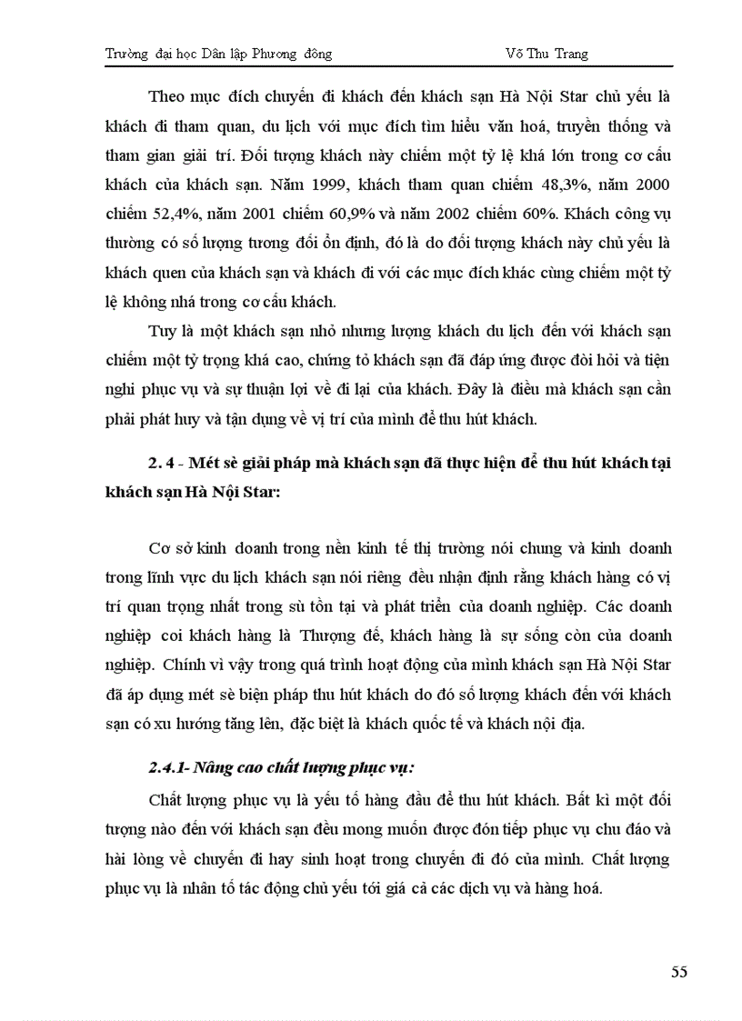 image for page Mở rộng thị trường khách và các giải pháp thu hút khách tại Khách sạn Hà Nội Star