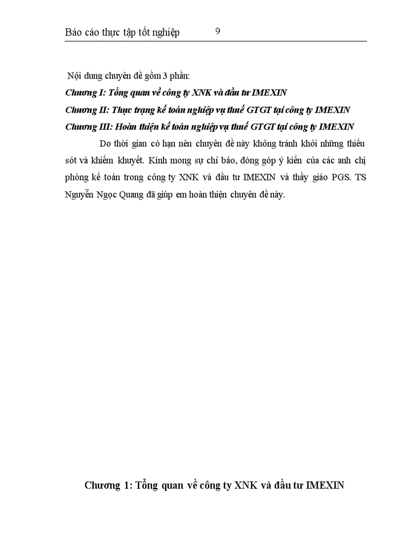 image for page Hoàn thiện kế toán nghiệp vụ thuế GTGT tại công ty XNK và đầu tư IMEXIN