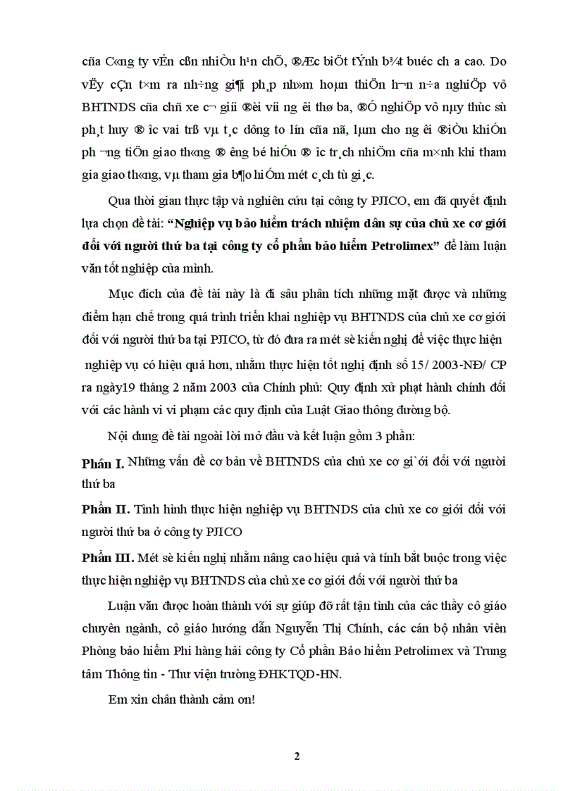 image for page Nghiệp vụ bảo hiểm trách nhiệm dân sự của chủ xe cơ giới đối với người thứ ba tại công ty cổ phần bảo hiểm Petrolimex