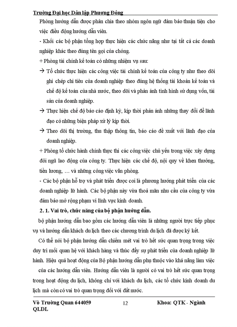 image for page Một số giải pháp nâng cao chất lượng đội ngũ hướng dẫn của trung tâm du lịch Đông Phương