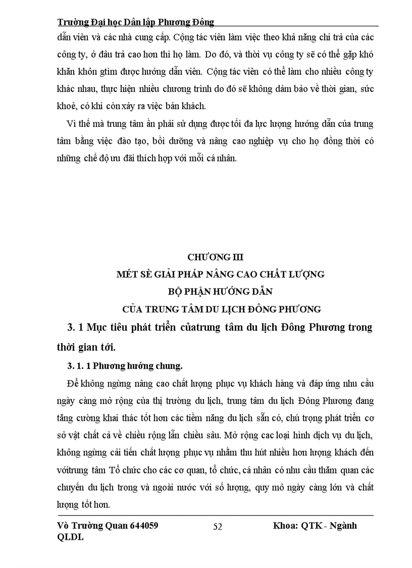 image for page Một số giải pháp nâng cao chất lượng đội ngũ hướng dẫn của trung tâm du lịch Đông Phương