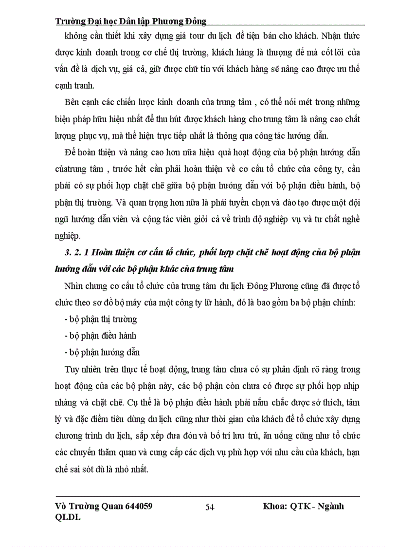 image for page Một số giải pháp nâng cao chất lượng đội ngũ hướng dẫn của trung tâm du lịch Đông Phương