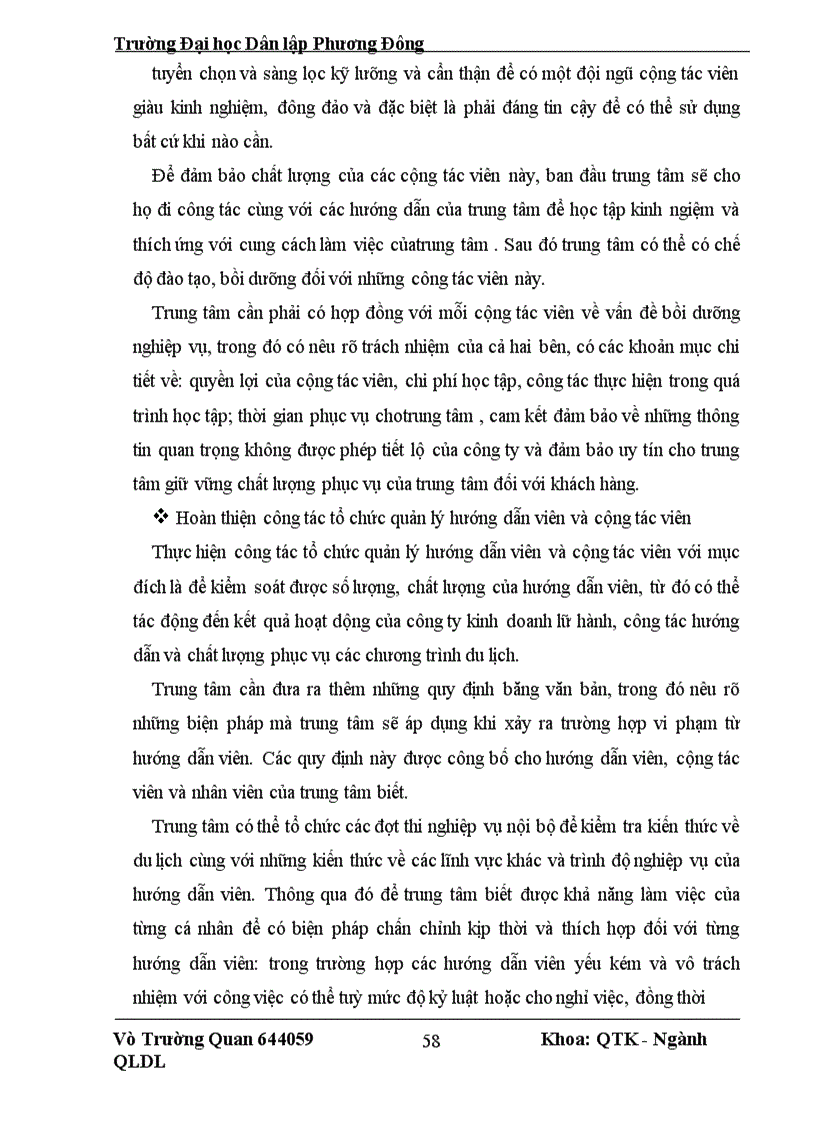 image for page Một số giải pháp nâng cao chất lượng đội ngũ hướng dẫn của trung tâm du lịch Đông Phương