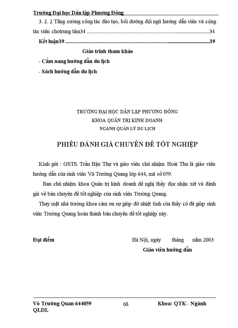 image for page Một số giải pháp nâng cao chất lượng đội ngũ hướng dẫn của trung tâm du lịch Đông Phương