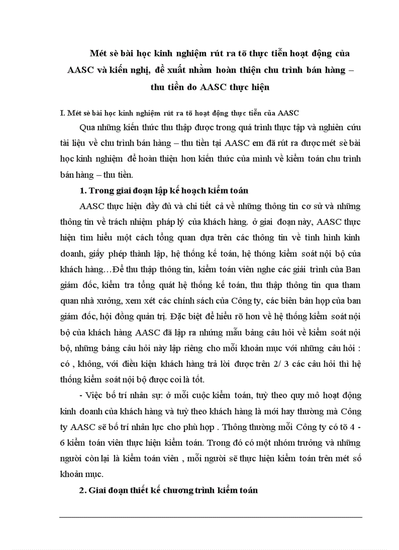 image for page Kiểm toán chu trình bán hàng - thu tiền trong kiểm toán Báo cáo tài chính do Công ty dịch vụ tư vấn tài chính kế toán và kiểm toán ( AASC) thực hiện