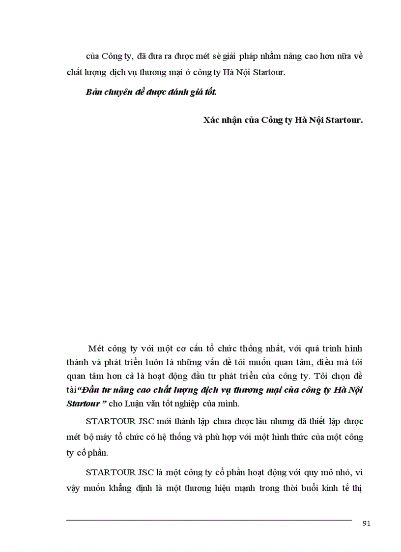 image for page Đầu tư nâng cao chất lượng dịch vụ thương mại của công ty Hà Nội Startour