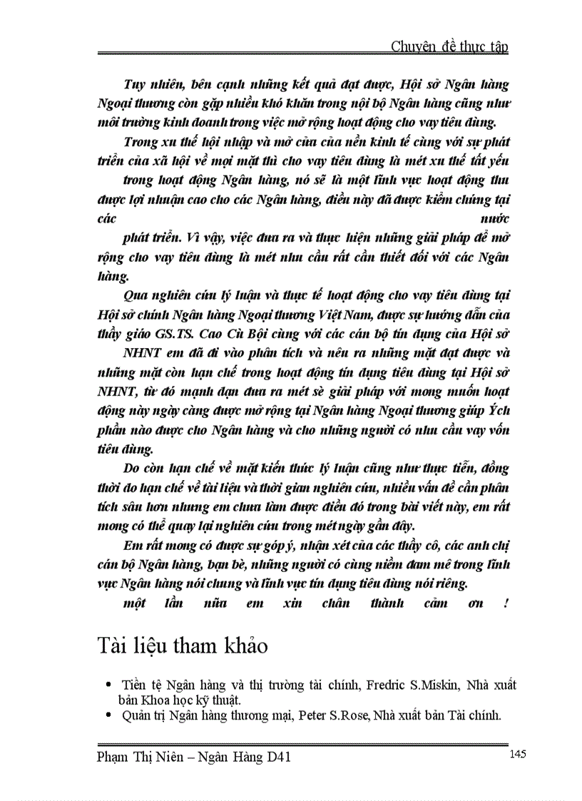 image for page Giải pháp mở rộng cho vay tiêu dùng tại Hội sở Ngân hàng Ngoại thương Việt Nam